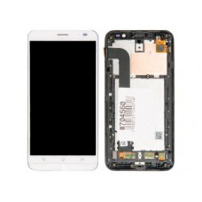 Дисплей в сборе с тачскрином и рамкой крепления для ASUS ZenFone Go ZB552KL белый, с разбора, царапины