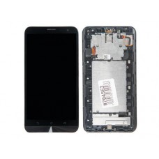 Дисплей в сборе с тачскрином и рамкой крепления для ASUS ZenFone 2 Lazer ZE601KL черный, с разбора, царапины