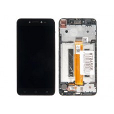 Дисплей в сборе с тачскрином и передней панелью для Asus ZenFone Live ZB501KL б/у черный, с разбора