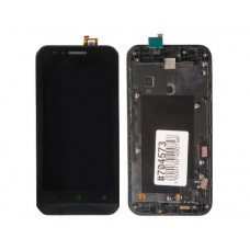 Дисплей в сборе с тачскрином и передней панелью для Asus ZenFone Go ZC451TG б/у, с разбора, сильные царапины