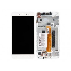 Дисплей в сборе с тачскрином и передней панелью для Asus ZenFone Live ZB501KL б/у белый, с разбора,царапины