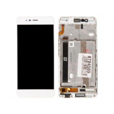 Дисплей в сборе с тачскрином и передней панелью для Asus ZenFone 3 Max ZC520TL белый б/у, с разбора, сильные царапины