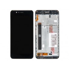 Дисплей в сборе с тачскрином и передней панелью для Asus ZenFone 3 Max ZC520TL черный б/у, с разбора, сильные царапины