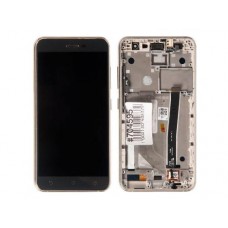 Дисплей в сборе с тачскрином и передней панелью для Asus ZenFone 3 ZE520KL золотистый б/у, с разбора, царапины