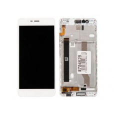 Дисплей в сборе с тачскрином и передней панелью для Asus ZenFone 3 Max ZC520TL белый б/у, с разбора, царапины