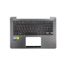 Клавиатура для ноутбука Asus UX430UN с топкейсом, стальная, черные кнопки (с разбора)