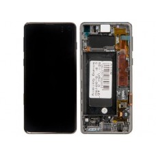 Дисплей в сборе с тачскрином и передней панелью для Samsung Galaxy S10 SM-G973 черный, оригинал