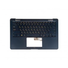Клавиатура для ноутбука Asus UX490U, UX490UA, UX490UAR с топкейсом, с подсветкой, цвет синий металлик (с разбора)