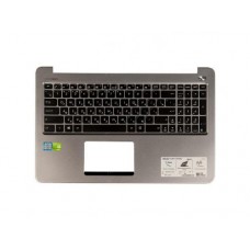 Клавиатура для ноутбука Asus K501L, K501LB, K501LX, K501U, K501UB, K501UX, K501UQ, K501UW с топкейсом, с подсветкой, светло серебристый (с разбора)