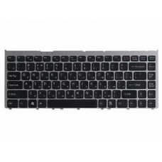 14808417 Клавиатура для ноутбука Sony Vaio VGN-FW, VGN-FW41MR, черные кнопки, серебристая рамка, гор. Enter